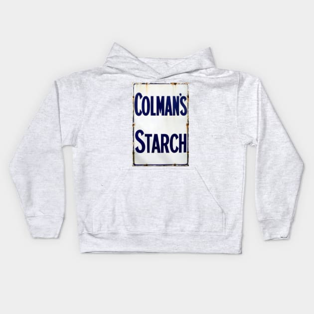 The Good Old Days of Starch, Vintage Enamel Sign. Kids Hoodie by JonDelorme